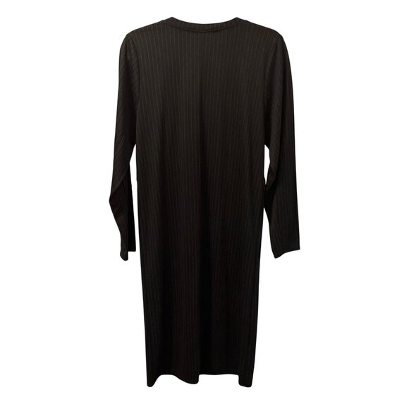 Zara Basic Black Pinstripe Long Sleeve Dress With Pockets Sz S Dress - Picture 12 of 12